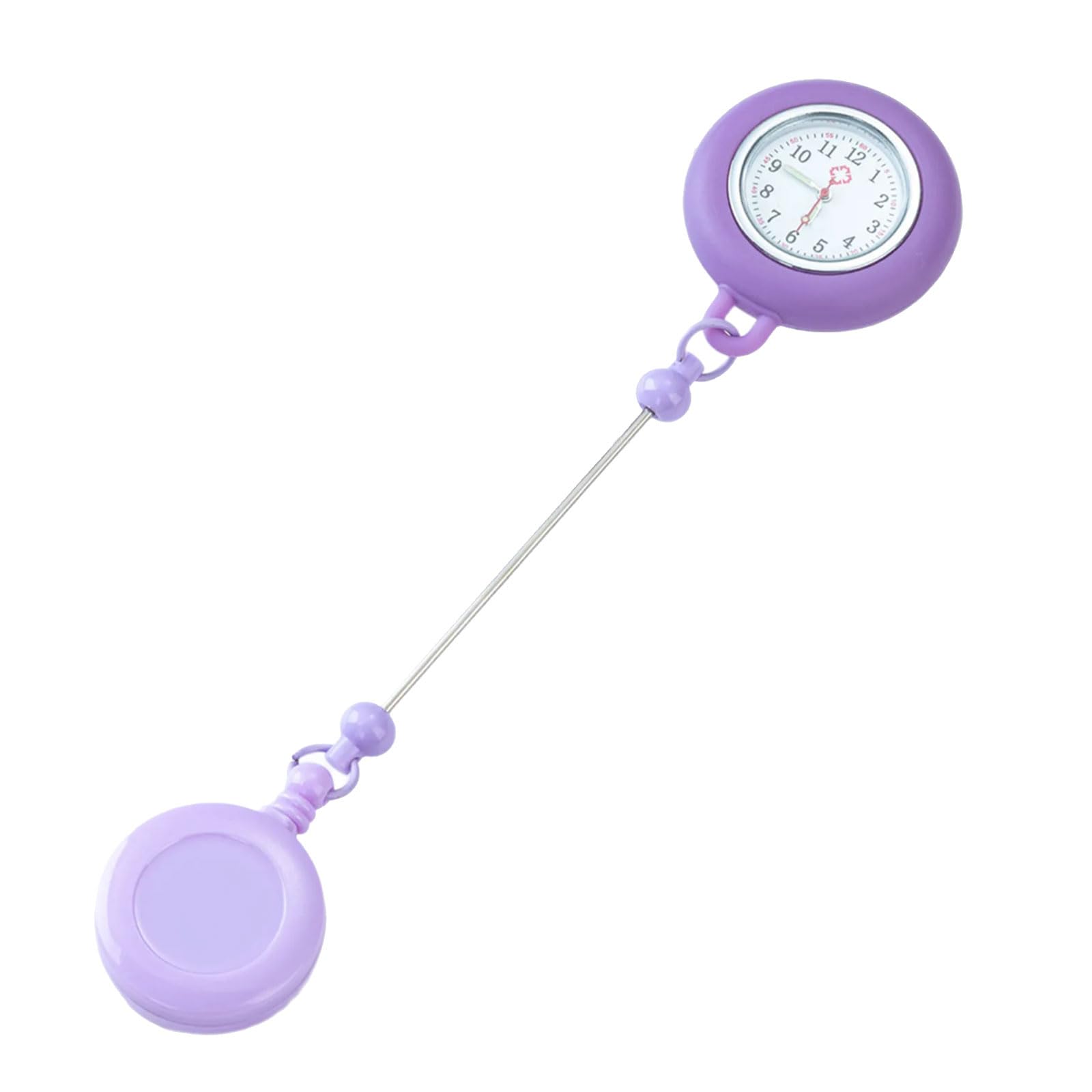 Buxuaaaa Candy Purple Beadable Badge Holder With Glowing Nurse Watch Beadable Retractable Badge Reels Card Holder Watch For Nurse Doctor Healthcare