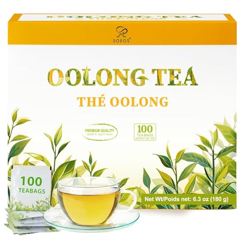 Soeos Organic Oolong Tea, 100 Tea Bags, USDA Certify, Low Caffeine, 6.3 oz (180...