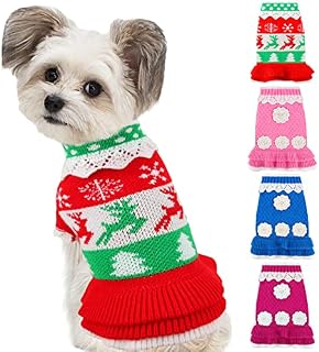 Joytale Small Dog Jumper, Soft Warm Fall Winter Pet Cable Turtleneck Sweater Coat with Cute Flower, Puppy Pullover Knitted Clothes Outfit for Girl Boy Kittens Extra Small Dogs, Hotpink