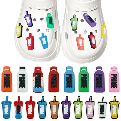IETWATE 18 Pieces Cute Shoe Charms for Croc Charms, PVC Bottle Shoe Charms with Storage Box, Multicolored Shoe Decoration Accessories for Kids Teens and Adults Birthday Party Gifts