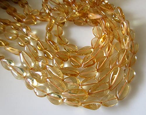 Perles citrine poire 6x8mm pour fabriquer un collier d'été bohème chic