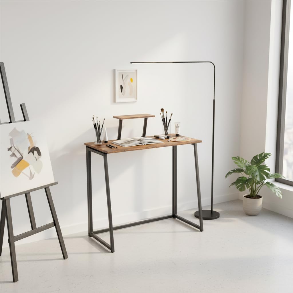 FurnitureR - Mesa Plegable Multiusos para Ocio Creativo, Superficie de Madera con Estante Elevado, Ideal para Dibujo, Artista, Ocio Creativo, fácil de Mover, 80 x 40 x 74 cm