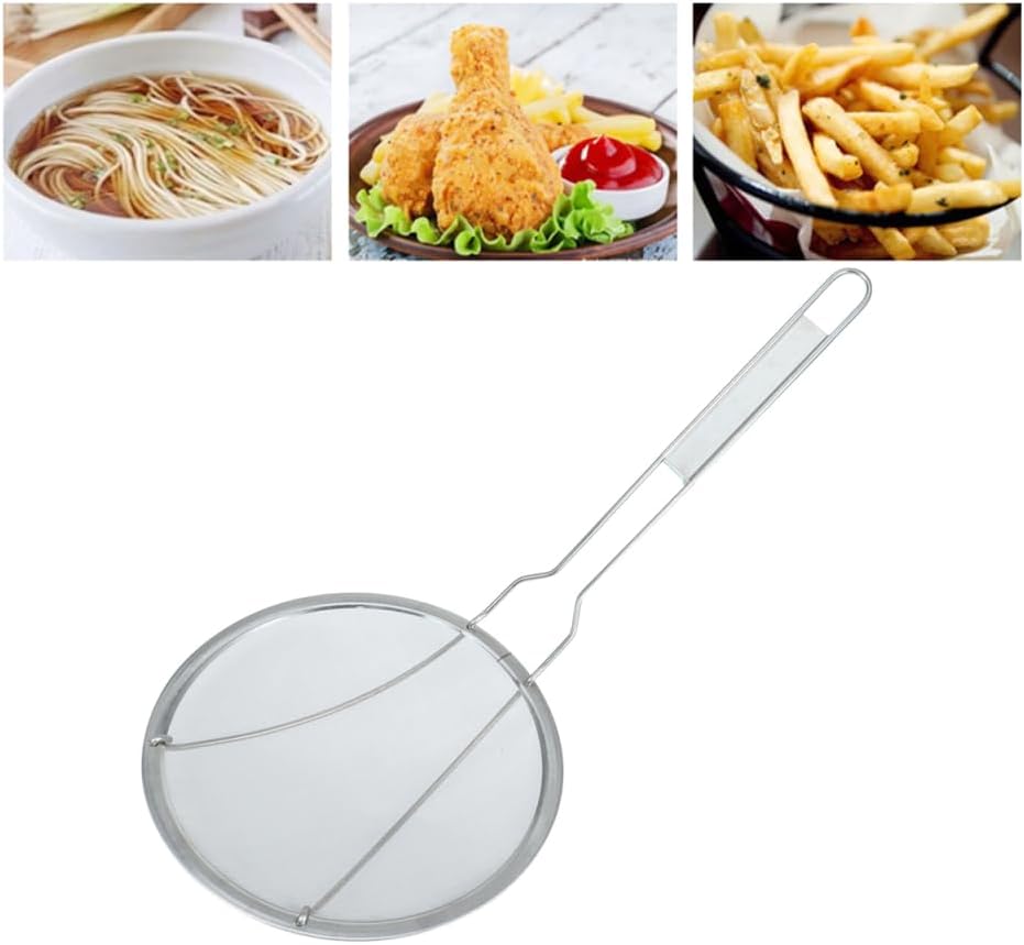 Stainless Steel Skimmer Ladle Fine Mesh Fry Skimmer with Long Handle 19.68in Strainer Spoon for Noodles French Fries Boiling Home Kitchen Restaurant Cooking