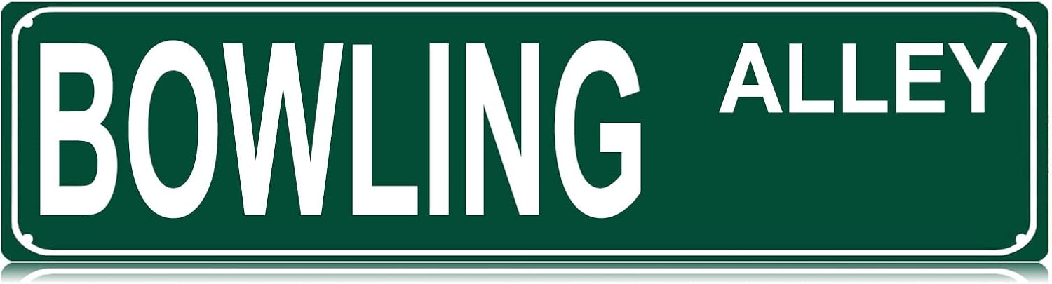 Bowling Alley Slim Tin Sign Street Funny Metal Sign Wall Decor for Bedroom Farm Home Bar Garage Man Cave Wall Art Gift 4" by 16"