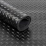 Black Rubber Matting Roll | Thick Heavy Duty Flooring Mat, Indoor & Outdoor, Non-Slip, Waterproof & Easy to Cut | Ideal for Garage, Vans, Gym, Shed Floor | 1.5m Width 3mm (Checker Plate, 4m x 1.5m)