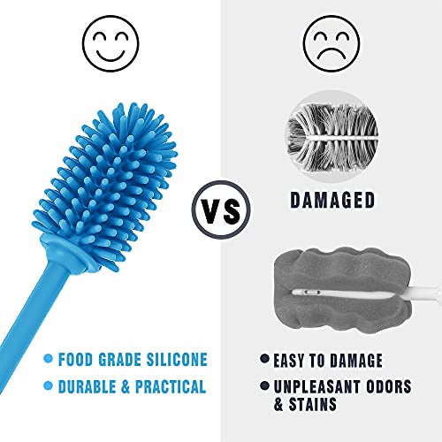 Image of Silicone Bottle Cleaning Brush with Long Handle, Water Bottle Cleaner for Baby Bottles, Hydro Flask, Sports Bottle, Vase, Glassware, Perfect for Smaller Diameter Bottle Openings (Qty 1)
