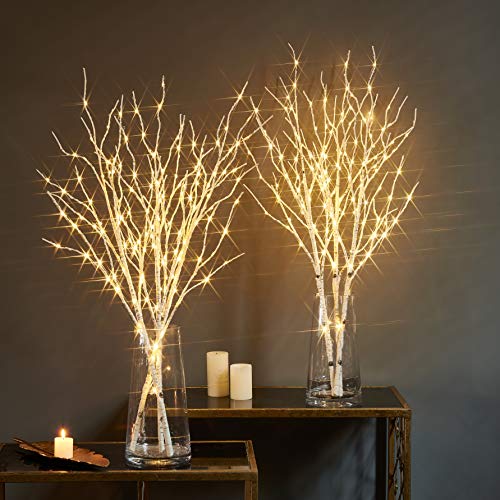 Fudios Lighted Branches 150 Led Fairy Lights With Timer 32In Plug In, Electric Lit White Birch Twigs For Vase Christmas Inside Outside Decor 1 Set #TOP5