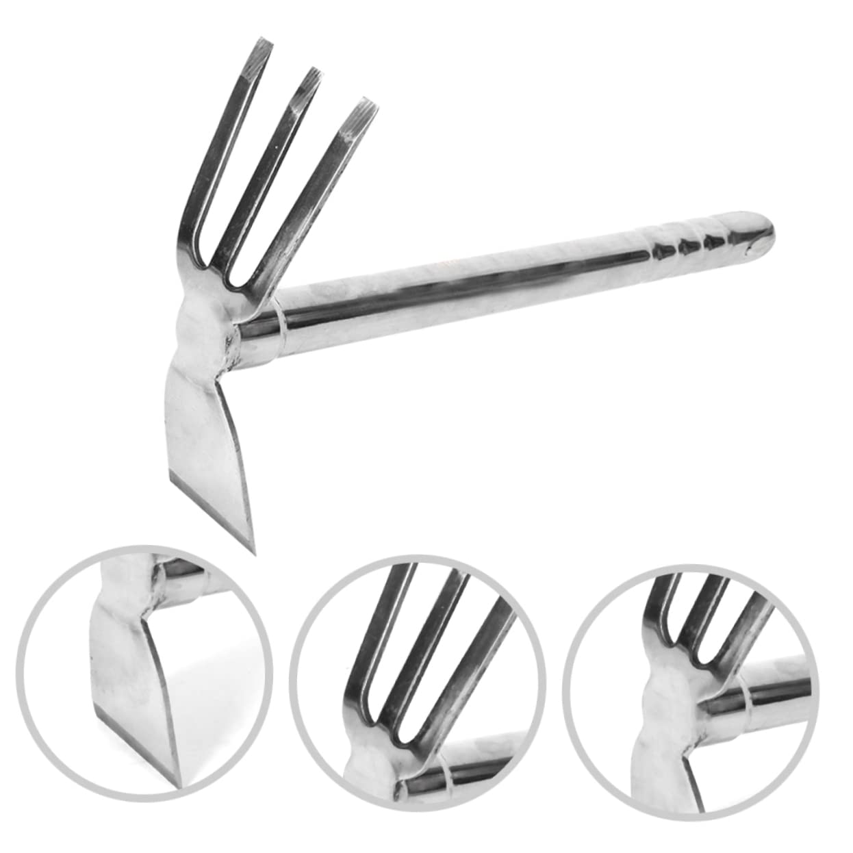 Kisangel Azada de Acero Inoxidable para Jardinería y Huerto, Herramienta de Mano para Remover Tierra y Aflojar el Suelo, Uso Doméstico