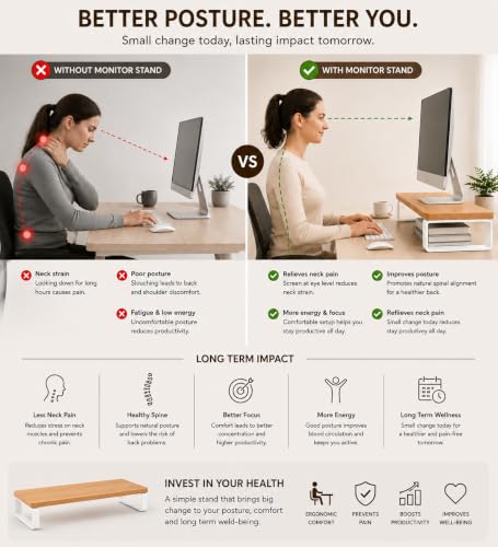 Image of Decorlay Engineered Wood Monitor Stand Riser for Desk with Metal Legs, Desktop Organizer & Computer Screen Stand, Laptop Stand Shelf with Keyboard Storage, Tabletop Desk Organizer for Home Office Accessories