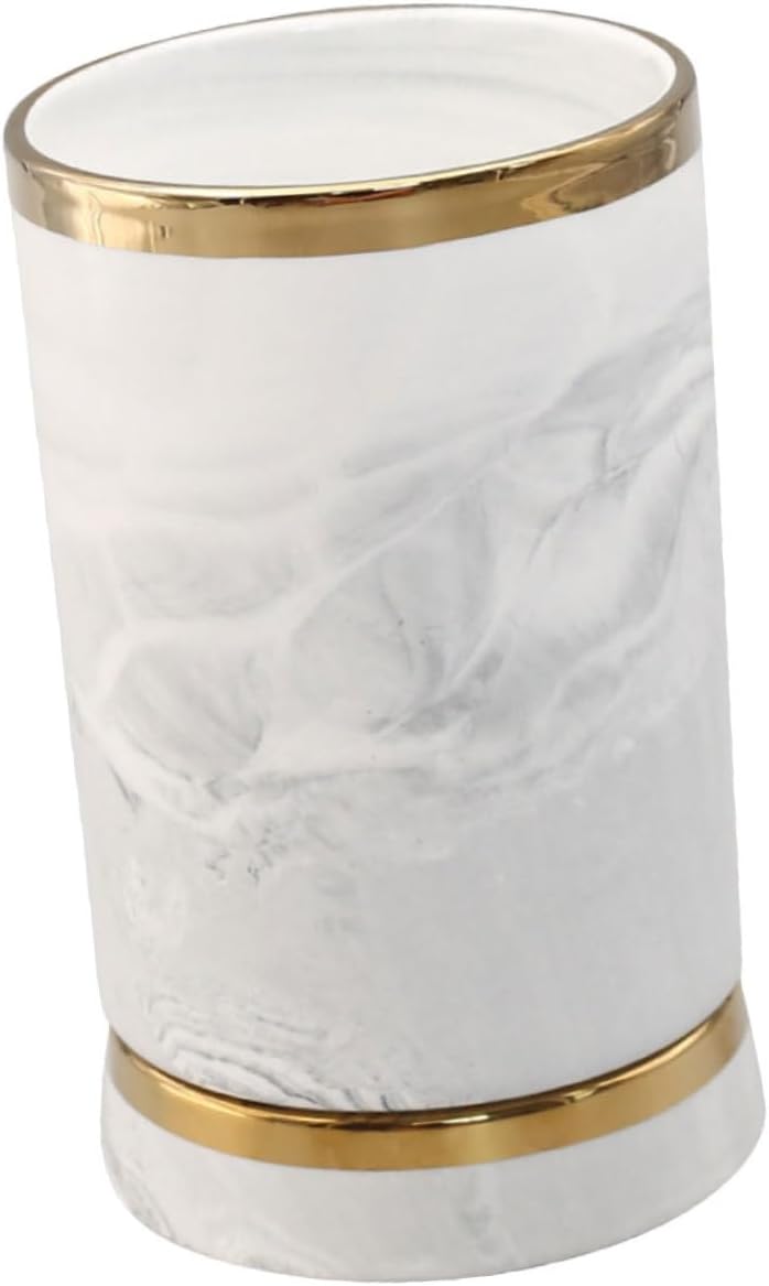 Kitchen Ceramic Utensil Holder Stylish Cutlery Organizer for Countertop Vintage Design for Home Restaurant Hotel for Forks Spoons Chopsticks Grey Marble Finish