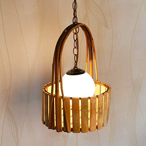 Pendant Light Chandelier Lamp Bamboo Japanese Simple Glass Lampshade Ceiling Lamp Living Room Cafe Aisle Restaurant Single Iron Rope #TOP2