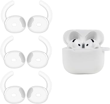Adhiper 3 Pairs Ear Hooks for AirPods 4th Generation Released 2024,White | Added Earphone Case Cover, Anti-Slip,Anti-Lost,Silicone Material, Soft and Comfortable, Washable