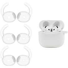Adhiper 3 Pairs Ear Hooks for Airpods 4 [Added Earphone Case Cover] Anti-Slip Ear Tips Earbuds Accessories Compatible with AirPods 4th Generation Released 2024 White