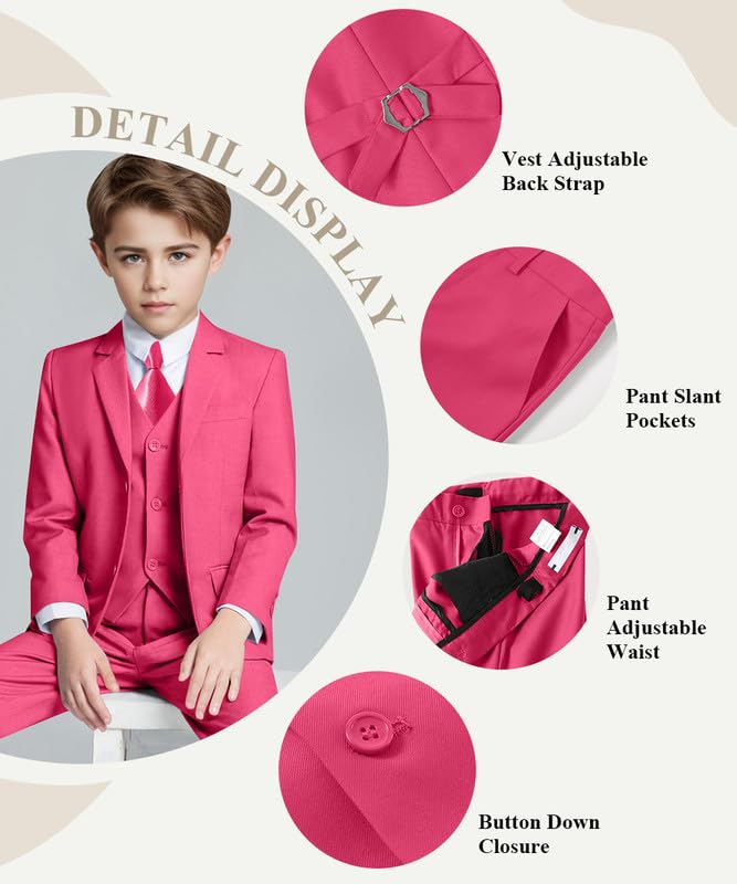 Image of Visaccy Boys Formal Suit Slim Fit Tuxedo Suits for Kids Ring Bearer Outfit