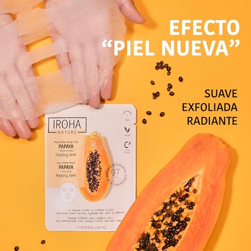 Iroha Nature Mascarilla Facial Peeling con Papaya, AHA y Enzimas de Piña | Cosmética Coreana Exfoliante | Piel más Suave y Radiante - imagen 5