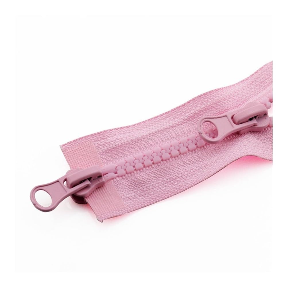 VONCYKI 5PCS 5# Two Way Chunky Zip Portable Plastic Teeth Zipper 90cm Resin Zipper Double Slider Open End Jacket Long Zips(Pink)