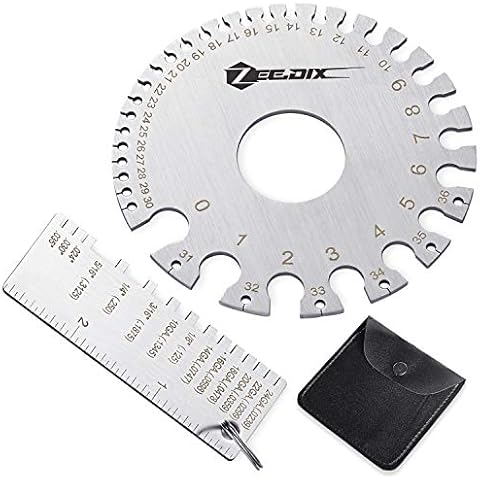 ZeeDix 2 Pcs Stainless Steel Metal Sheets Welding Thickness Gauge- Wire Gauge Measurement Tool, Standard Dual-Sided Round Wire Cable Sheet Gage and Wire Welding Material Thickness Gauge Cover