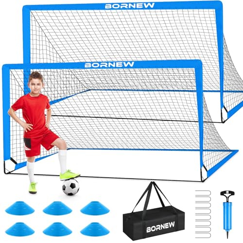 Kids Soccer Goal for Backyard Set - 2 Set of 6X4 / 4X3 ft Toddler Soccer Nets Training Equipment, Soccer Ball, Pop Up Portable Soccer Set for Kids and Youth Games and Training Goals Ages 3-16 Gift