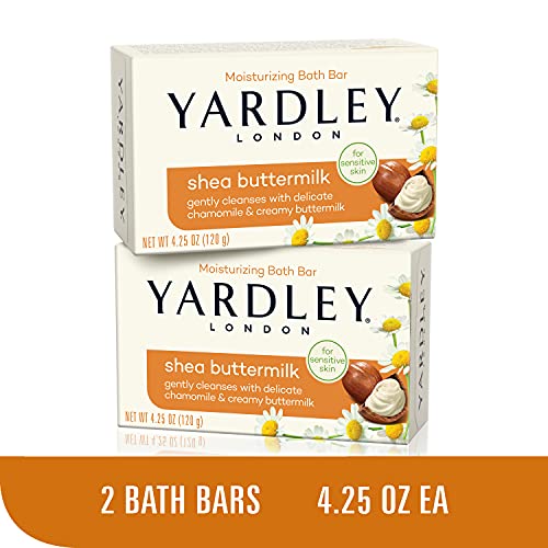 Yardley London Shea Buttermilk Sensitive Skin Naturally Moisturizing Bath Bar, 4.25 Ounce, 2 Count #TOP1