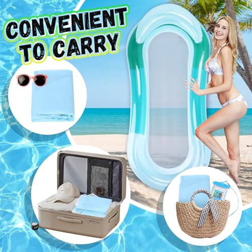 USHOP Aufblasbare Luftmatratze Pool mit Kopfstütze,Wasserhängematte,Aufblasbares Wasserspielzeug,Luftmatratze Wasser,mit Wasserdichte Tasche mit Mobiltelefon,Für Sommerpool,Strand,See &Partys 150*75cm