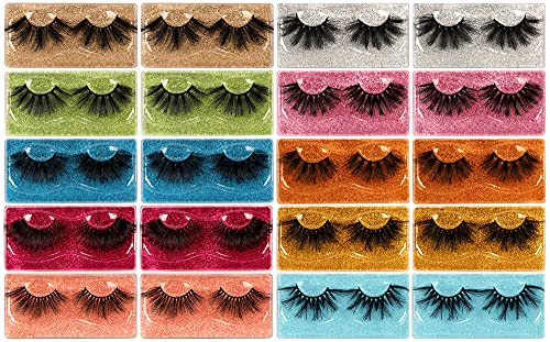 False Eyelashes 25MM Long Mink Lashes Bulk 20 Pairs 10 Styles Mixed Dramatic Fluffy Thick Volume Fake Eyelashes Wholesale Big Eye Lashes