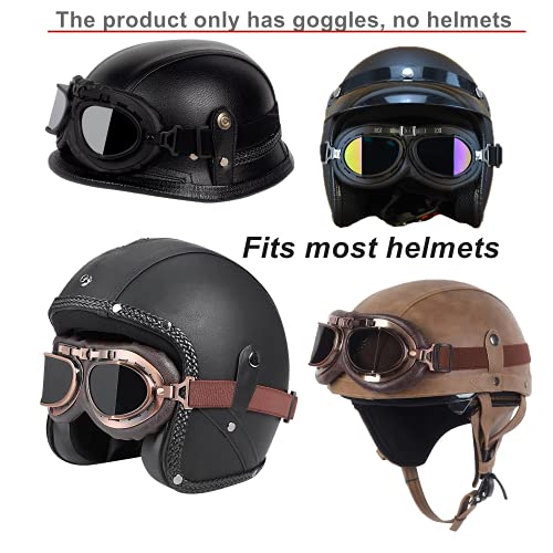 Image of LJDJ Motorcycle Goggles - Vintage Pilot Style Goggles Dirt Bike ATV Motocross Riding Offroad Eyewear Scooter Outdoor Sports Glasses Combat Tactical Goggles for Men Women Youth Adult