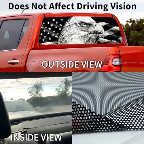 Image of Back Window Decals for Trucks - 65x17.3 in Eagle Flag Window Decal Rear Window Decals for Truck Decor, Creative Truck Rear Window Decal for Personalized Decoration - Eagle-34-S