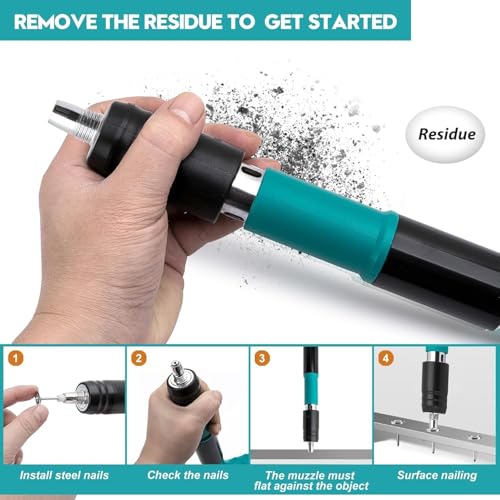 Image of Nail Gun Kit with 100 PCS Steel Nails, 5 Gear Adjustable Mini Manual Steel Nail Gun for Concrete, Wall Fastening Rivet Tool Wall Nail Shooting Machine for Cement Wall Household Decor (Multicolour)