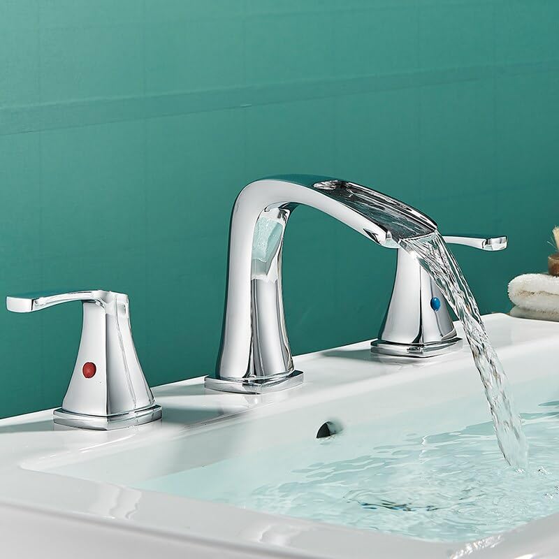 Robinet mitigeur de lavabo cascade noir mat et chrome pour salle de bains