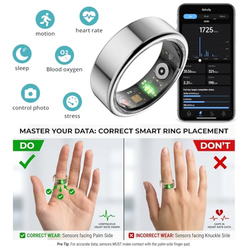 Image of Smart Ring for Women, Health Tracker & 5ATM, COLMI R02. (Silver, 8#)