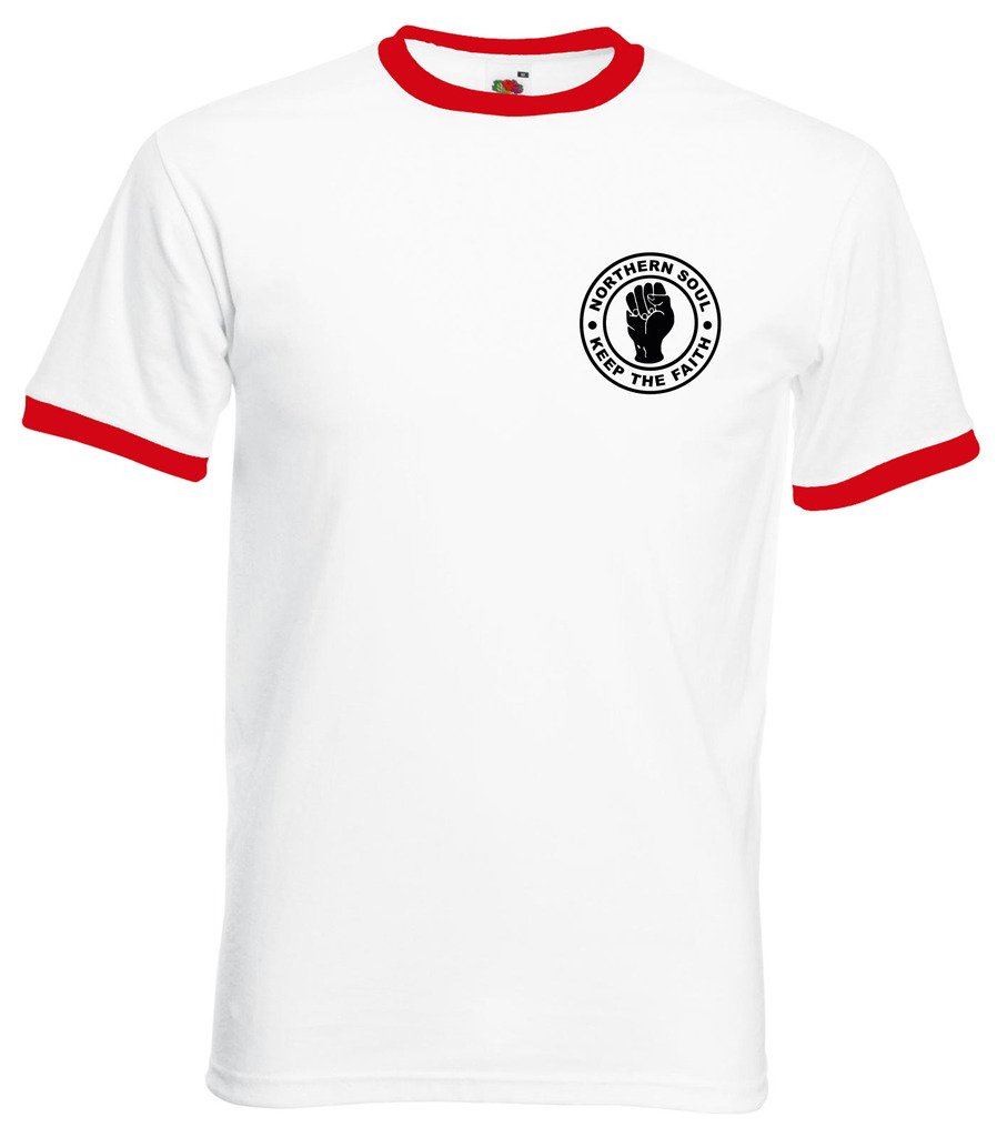 zappatee Northern Soul - Keep The Faith T Shirt White Red XL