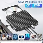 External CD DVD Drive for Laptop, USB 3.0 Optical Disc Drive,4 USB Ports and 2 TF/SD Card Slots,Portable CD/DVD Burner CD ROM External DVD Drive for Laptop Desktop PC Windows 11/10/8/7/XP Linux Mac OS - Image 5