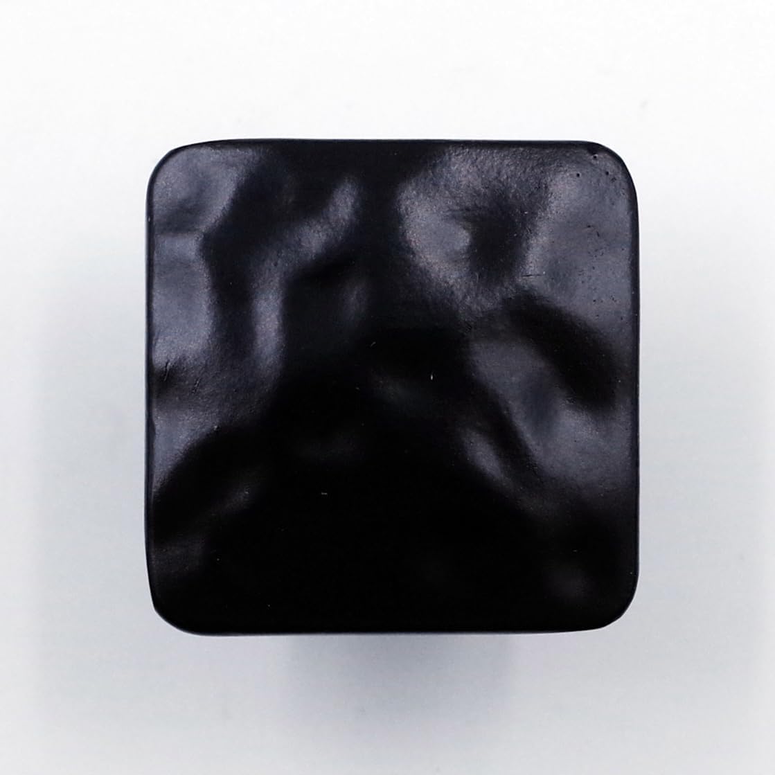 Jetland Square Hammered Cabinet Knobs - 6-Pack, Flat Black, 1-1/4" Knobs, Rustic Solid Cast Square Knobs for Dresser Nightstand Furniture, HT0612030