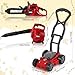 Arrowbash 3 Pcs Toy Gardening Tool Set for Kids Toy Leaf Blower Chainsaw Push Lawn Mower Pretend Set with Lights and Sounds Christmas Birthday Gifts for Boys Girls