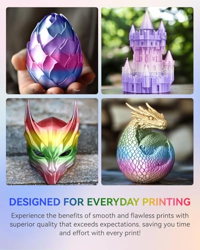 Image of JAYO Silk Rainbow PLA Filament 1.75mm 1.1kg, Multicolor Gradient Shiny PLA, Color Changes Every 8 Meters in Blue-Purple-Magenta, High Gloss Smooth Finish, Fits for Most FDM 3D Printers
