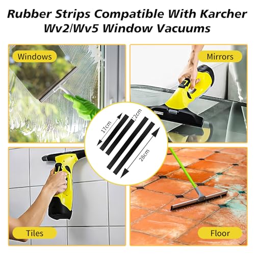 Fenstersauger Zubehör für Kärcher WV2 WV5, 7 Stück Ersatz-Reinigungstuch-Pads Und 4 Gummilippe Abzieher, Mikrofaser Wischbezug Fenstersauger Zubehör Mikrofaser-Wischbezüge, Mikrofaser-Wischbezüg