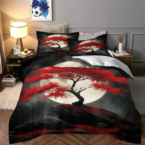 Housse de couette effet 3D confortable parure de lit rouge - 6