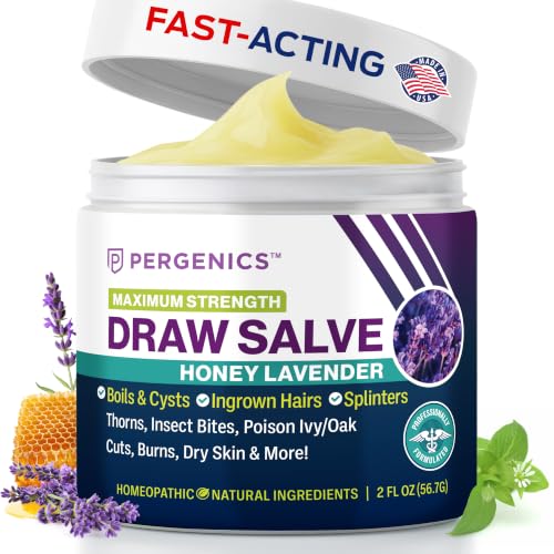 Pergenics Drawing Salve Ointment with Natural Lavender Herbal Extract for ingrown Hair, Boil & Cyst, Splinter Remover, Bug and Spider Bites, bee Sting, Mosquito bite Itch, Poison Ivy, 2 oz (1 Pack)