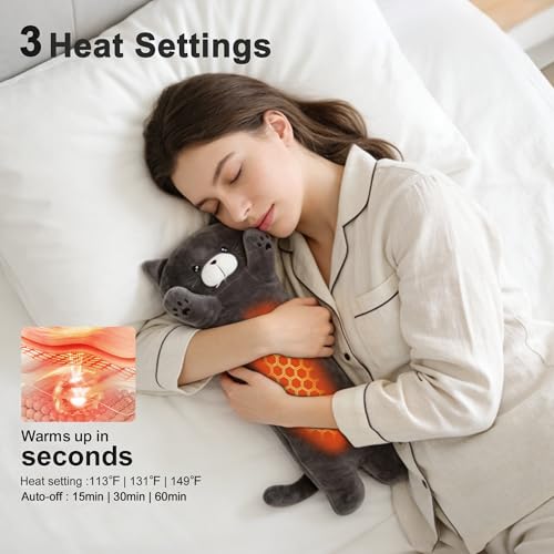 Image of Noodle Cat Heating Pad Plush,USB Electric Heated Long Cat Gift for Women
