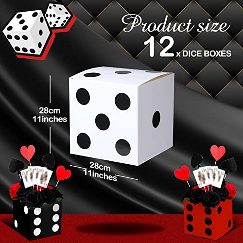 Ctosree 12 Pcs 11 Inch Dice Box Casino Night Birthday Party Decorations Las Vegas Party Themed Party Supplies 3D Block Centerpieces Box Stacking In Red Black White (Black, White, Red) #TOP1