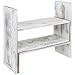 MyGift Adjustable Whitewashed Solid Wood Desktop Storage Organizer Display Shelf Book Rack, Office Desk Bookshelf