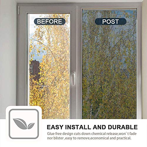 Window Privacy Film One Way Daytime Mirror Tint Treatments UV Heat Control Vinyl Stickers Sun Block Glass Paper Door Covering Reflective (Blue Silver, 17.5 Inch x 7.8 Feet)
