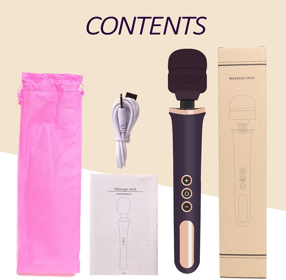Massaggiatore a bacchetta vibratore wireless ricaricabile Honey Jungle 5X velocità 10x Modalità Funzionamento silenzioso Imballaggio discreto (viola/oro)..