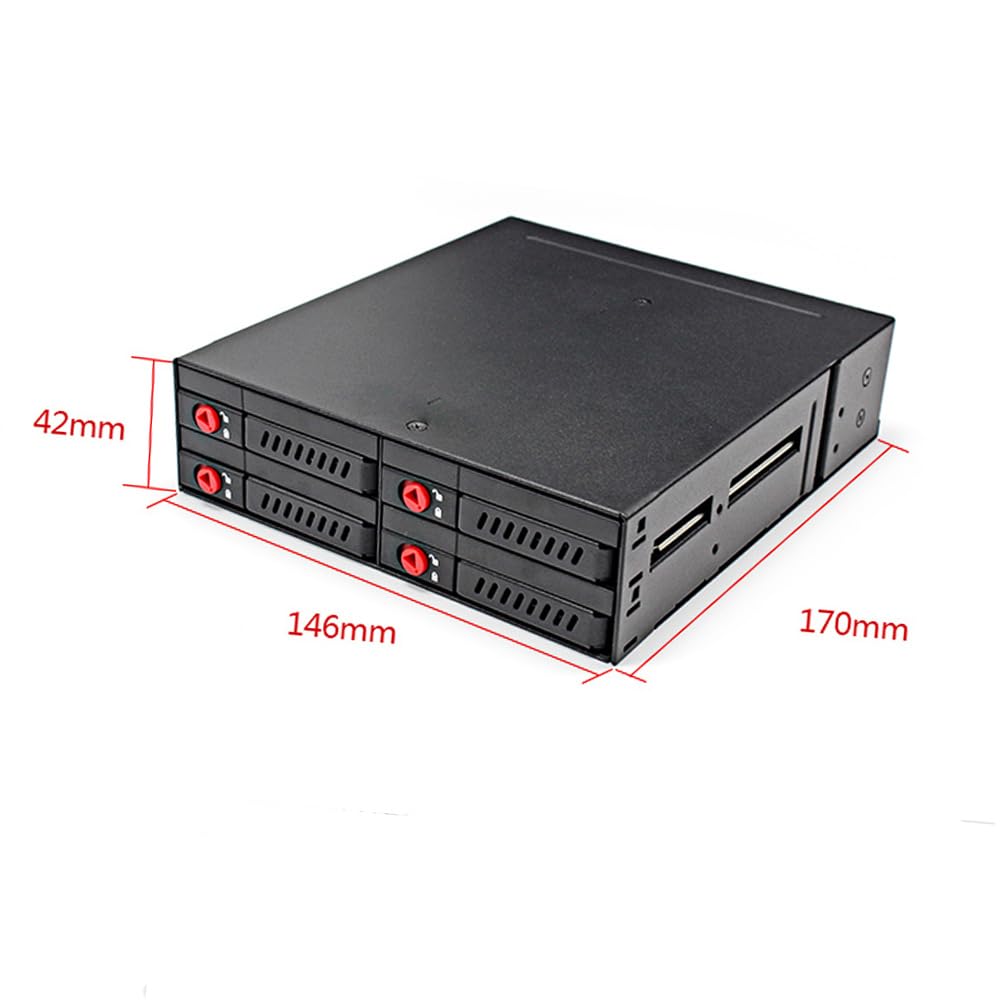4-wnękowy Stojak Mobilny na Dysk Twardy SSD z Zamkiem na Klucz do Wnęki Komputer PC 5,25 cala: Szybka Transmisja 6 Gb/s, Bezpieczne Zarządzanie pamięcią masową dla Entuzjastów Technologii