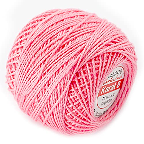 Cotton Crochet Embroidery Yarn 71yd/65m Quality Ball 0.35oz/10g Thread Floss Size 8 (Watermelon 470)