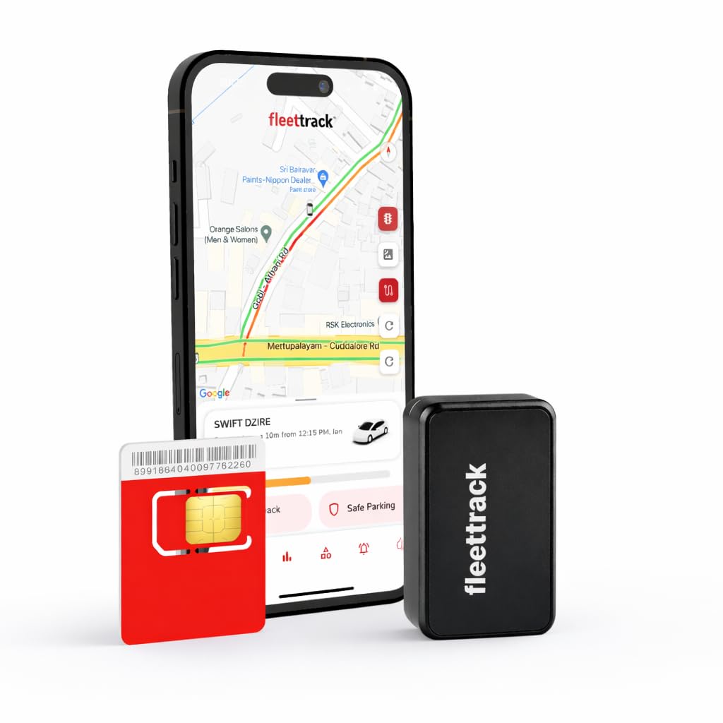 Fleettrack Wireless Kids GPS Tracker | Pre-Recharged SIM | Voice Monitoring | 1200 mAh Battery | Geo Fence Alerts | for Car, Bike, Scooty, Kids | 1 Yr App Subscription Included