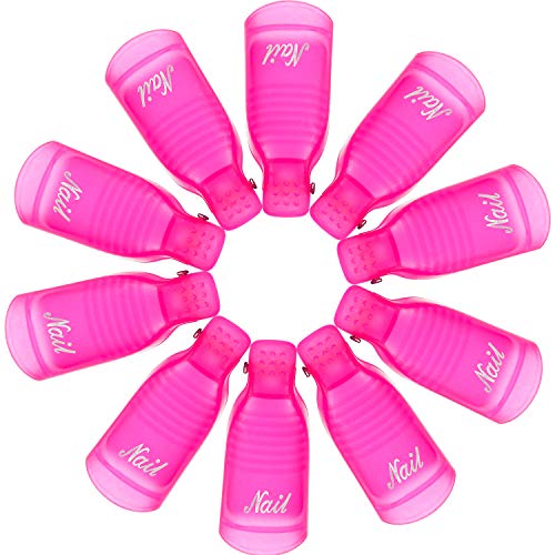 10 Pack Acrylic Nail Art Soak Off Clip Cap UV Gel Polish Remover Wrap Nail Tool (Rose Red)