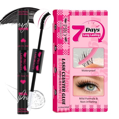 PRO LASHBEAUTY Eyelash Glue Lash Bond and Seal Cluster Lash Glue & Seal Waterproof Bond and Seal Cluster (5ml+5ml schwarze Bindung+ klare Versiegelung)