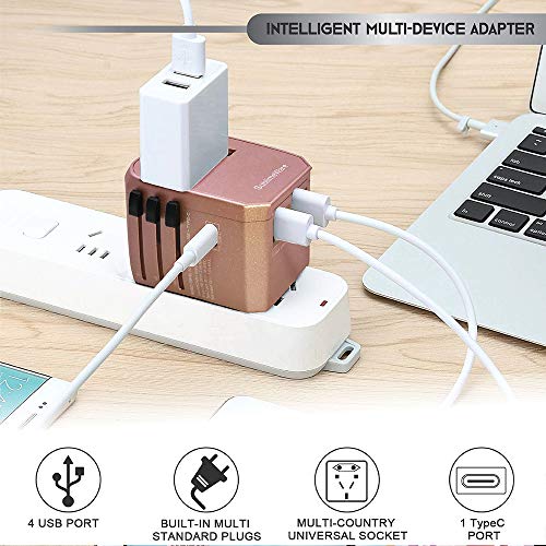 Power Plug Adapter - International Travel (W/5 Usb Ports And Usb Type C)- Work 150+ Countries - 220 Volt Adapter - Travel Adapter - Type C A G I A/C - Uk Japan China Europe #TOP3
