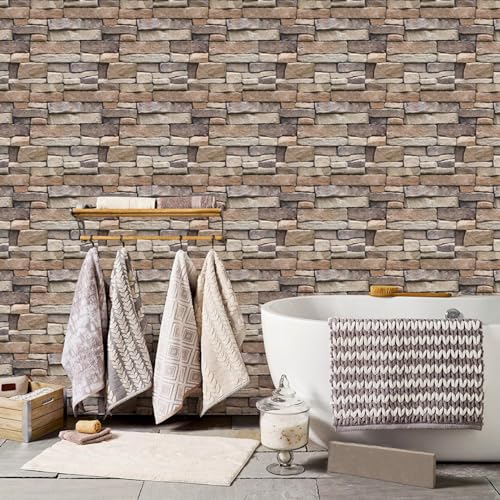YapitHome 10 Stücke 3D Wandpaneele Selbstklebende Ziegel Tapete, 30x30cm Wasserfest Steinoptik Wandsticker für Badezimmer,Wohnzimmer,Küche,Schlafzimmer